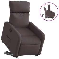 vidaXL Sillón reclinable elevable tela marrón oscuro