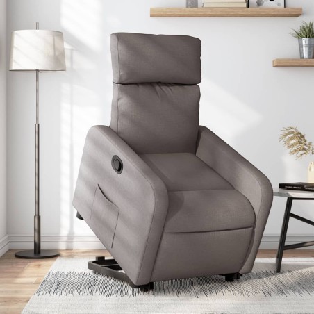 vidaXL Sillón reclinable elevable tela gris taupe