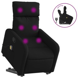 vidaXL Sillón reclinable de masaje elevable tela negro