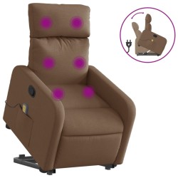 vidaXL Silla de masaje reclinable de pie de tela marrón
