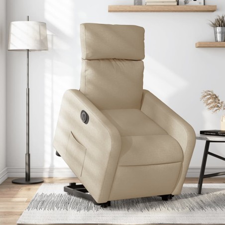 vidaXL Sillón eléctrico reclinable elevable de tela color crema
