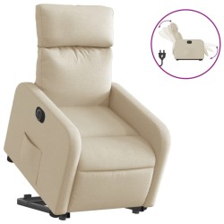 vidaXL Sillón eléctrico reclinable elevable de tela color crema