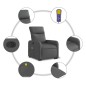 vidaXL Sillón de masaje eléctrico reclinable elevable tela gris oscuro vidaXL Sillón de masaje eléctrico reclinable elevable tela gris oscuro