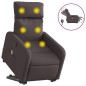 vidaXL Sillón masaje eléctrico reclinable elevable tela marrón oscuro vidaXL Sillón masaje eléctrico reclinable elevable tela marrón oscuro