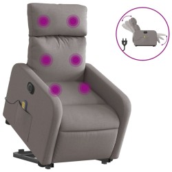 vidaXL Sillón de masaje eléctrico reclinable elevable tela taupé