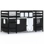 vidaXL Cama alta niños con cortinas madera pino blanco negro 90x190 cm vidaXL Cama alta niños con cortinas madera pino blanco negro 90x190 cm