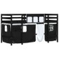 vidaXL Cama alta niños con cortinas madera pino blanco negro 90x190 cm vidaXL Cama alta niños con cortinas madera pino blanco negro 90x190 cm