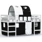 vidaXL Cama alta niños con túnel madera pino blanco negro 80x200 cm vidaXL Cama alta niños con túnel madera pino blanco negro 80x200 cm