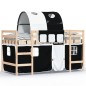 vidaXL Cama alta niños con túnel madera pino blanco negro 90x200 cm vidaXL Cama alta niños con túnel madera pino blanco negro 90x200 cm