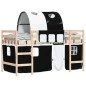 vidaXL Cama alta niños con túnel madera pino blanco negro 90x200 cm vidaXL Cama alta niños con túnel madera pino blanco negro 90x200 cm