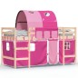 vidaXL Cama alta para niños con túnel madera pino rosa 90x200 cm