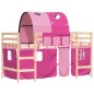 vidaXL Cama alta para niños con túnel madera pino rosa 90x200 cm