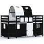 vidaXL Cama alta niños con túnel madera pino blanco negro 90x190 cm