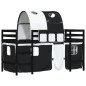 vidaXL Cama alta niños con túnel madera pino blanco negro 90x190 cm