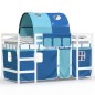 vidaXL Cama alta para niños con túnel madera pino azul 90x190 cm