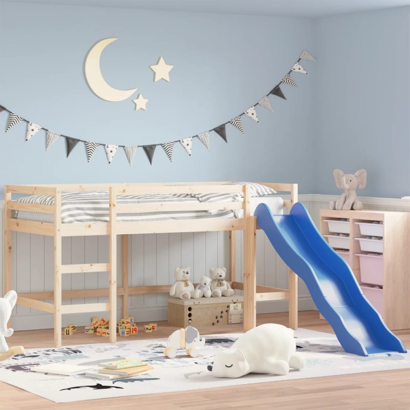vidaXL Cama alta para niños con tobogán madera maciza pino 80x200 cm vidaXL Cama alta para niños con tobogán madera maciza pino 80x200 cm