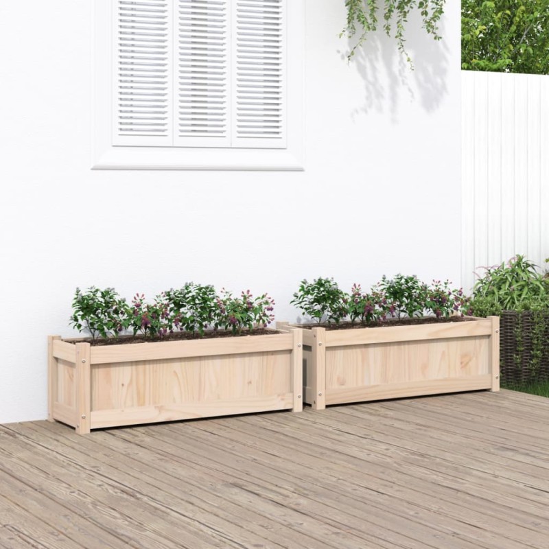 vidaXL Jardineras de exterior 2 unidades madera maciza de pino vidaXL Jardineras de exterior 2 unidades madera maciza de pino