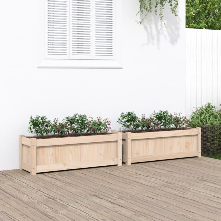 vidaXL Jardineras de exterior 2 unidades madera maciza de pino