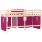 vidaXL Cama alta para niños con cortinas madera pino rosa 90x200 cm