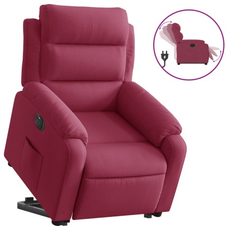 vidaXL Sillón eléctrico reclinable elevable de terciopelo rojo tinto