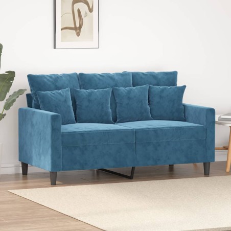 vidaXL Sofá de 2 plazas terciopelo azul 120 cm
