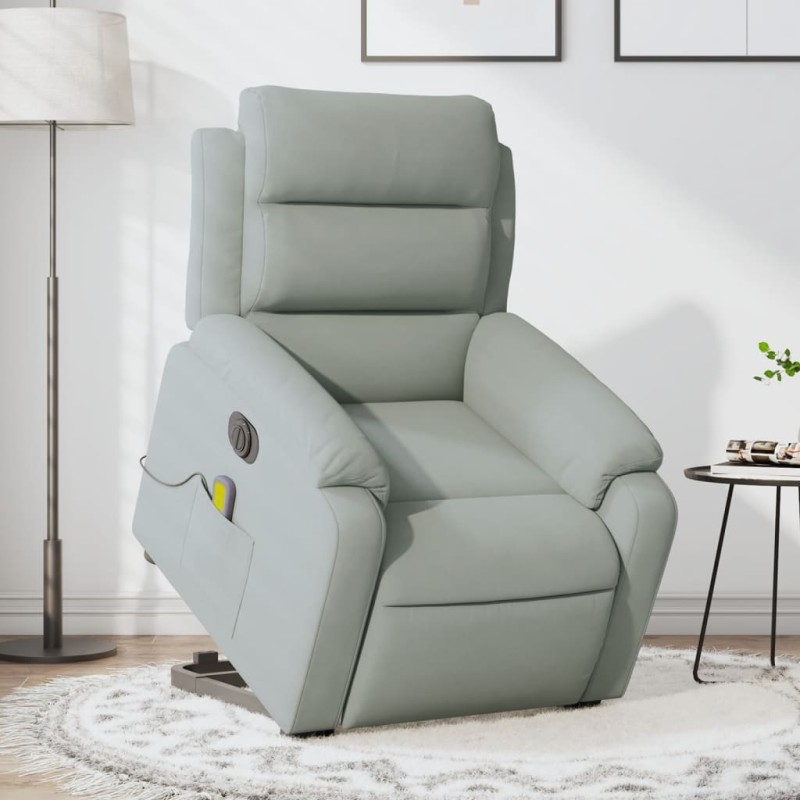 vidaXL Sillón de masaje reclinable elevable terciopelo gris claro vidaXL Sillón de masaje reclinable elevable terciopelo gris claro
