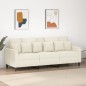 vidaXL Sofá de 3 plazas terciopelo color crema 180 cm vidaXL Sofá de 3 plazas terciopelo color crema 180 cm