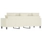 vidaXL Sofá de 3 plazas terciopelo color crema 180 cm vidaXL Sofá de 3 plazas terciopelo color crema 180 cm
