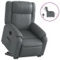 vidaXL Sillón reclinable elevable eléctrico de cuero sintético gris vidaXL Sillón reclinable elevable eléctrico de cuero sintético gris