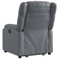 vidaXL Sillón reclinable elevable eléctrico de cuero sintético gris vidaXL Sillón reclinable elevable eléctrico de cuero sintético gris