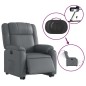 vidaXL Sillón reclinable elevable eléctrico de cuero sintético gris vidaXL Sillón reclinable elevable eléctrico de cuero sintético gris