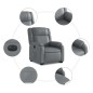 vidaXL Sillón reclinable elevable eléctrico de cuero sintético gris vidaXL Sillón reclinable elevable eléctrico de cuero sintético gris