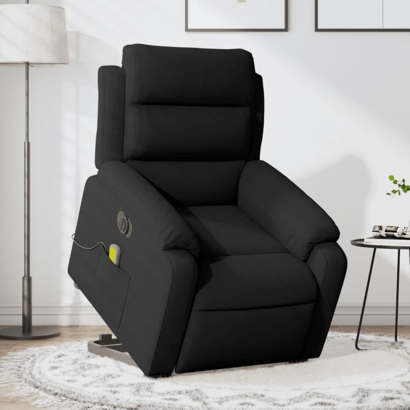 vidaXL Sillón de masaje reclinable elevable terciopelo negro vidaXL Sillón de masaje reclinable elevable terciopelo negro