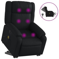 vidaXL Sillón de masaje elevable eléctrico cuero sintético negro