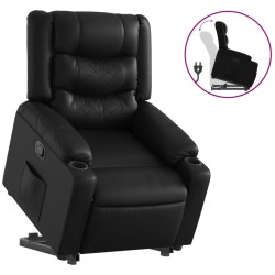 vidaXL Sillón reclinable elevable cuero artificial negro