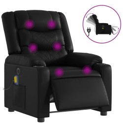 vidaXL Sillón de masaje reclinable eléctrico cuero sintético negro