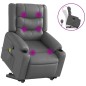 vidaXL Sillón reclinable de masaje de pie cuero artificial gris