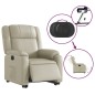 vidaXL Sillón reclinable elevable eléctrico de cuero sintético crema vidaXL Sillón reclinable elevable eléctrico de cuero sintético crema