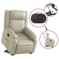 vidaXL Sillón reclinable elevable eléctrico de cuero sintético crema vidaXL Sillón reclinable elevable eléctrico de cuero sintético crema