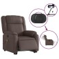 vidaXL Sillón de masaje elevable eléctrico cuero sintético marrón vidaXL Sillón de masaje elevable eléctrico cuero sintético marrón