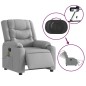 vidaXL Sillón reclinable de masaje eléctrico tela gris claro vidaXL Sillón reclinable de masaje eléctrico tela gris claro