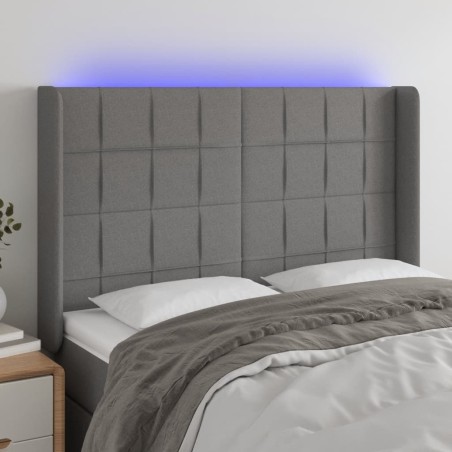 vidaXL Cabecero con LED de tela gris oscuro 147x16x118/128 cm
