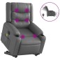 vidaXL Sillón de masaje elevable eléctrico cuero sintético gris vidaXL Sillón de masaje elevable eléctrico cuero sintético gris