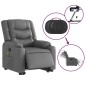 vidaXL Sillón de masaje elevable eléctrico cuero sintético gris vidaXL Sillón de masaje elevable eléctrico cuero sintético gris