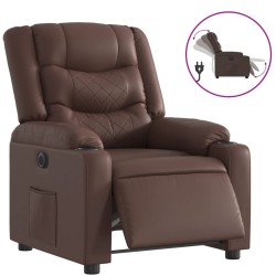 vidaXL Sillón reclinable eléctrico de cuero sintético marrón