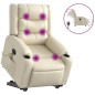 vidaXL Sillón de masaje elevable eléctrico cuero sintético crema