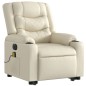 vidaXL Sillón de masaje elevable eléctrico cuero sintético crema