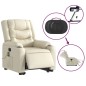 vidaXL Sillón de masaje elevable eléctrico cuero sintético crema