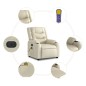 vidaXL Sillón de masaje elevable eléctrico cuero sintético crema