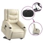 vidaXL Sillón de masaje elevable eléctrico cuero sintético crema